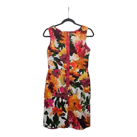 Donna Ricco Sheath Dress Womens 6 Sleeveless Multi Floral Knee Length Lined - Picture 2 of 9
